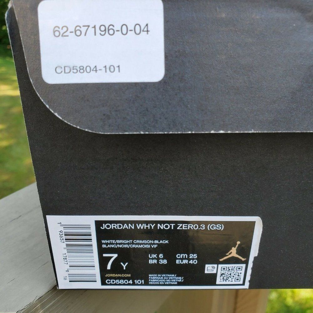 NIKE AIR JORDAN WHY NOT ZERO.3 United White GS Size 7Y CD5804-101 USED with box - Picture 3 of 8